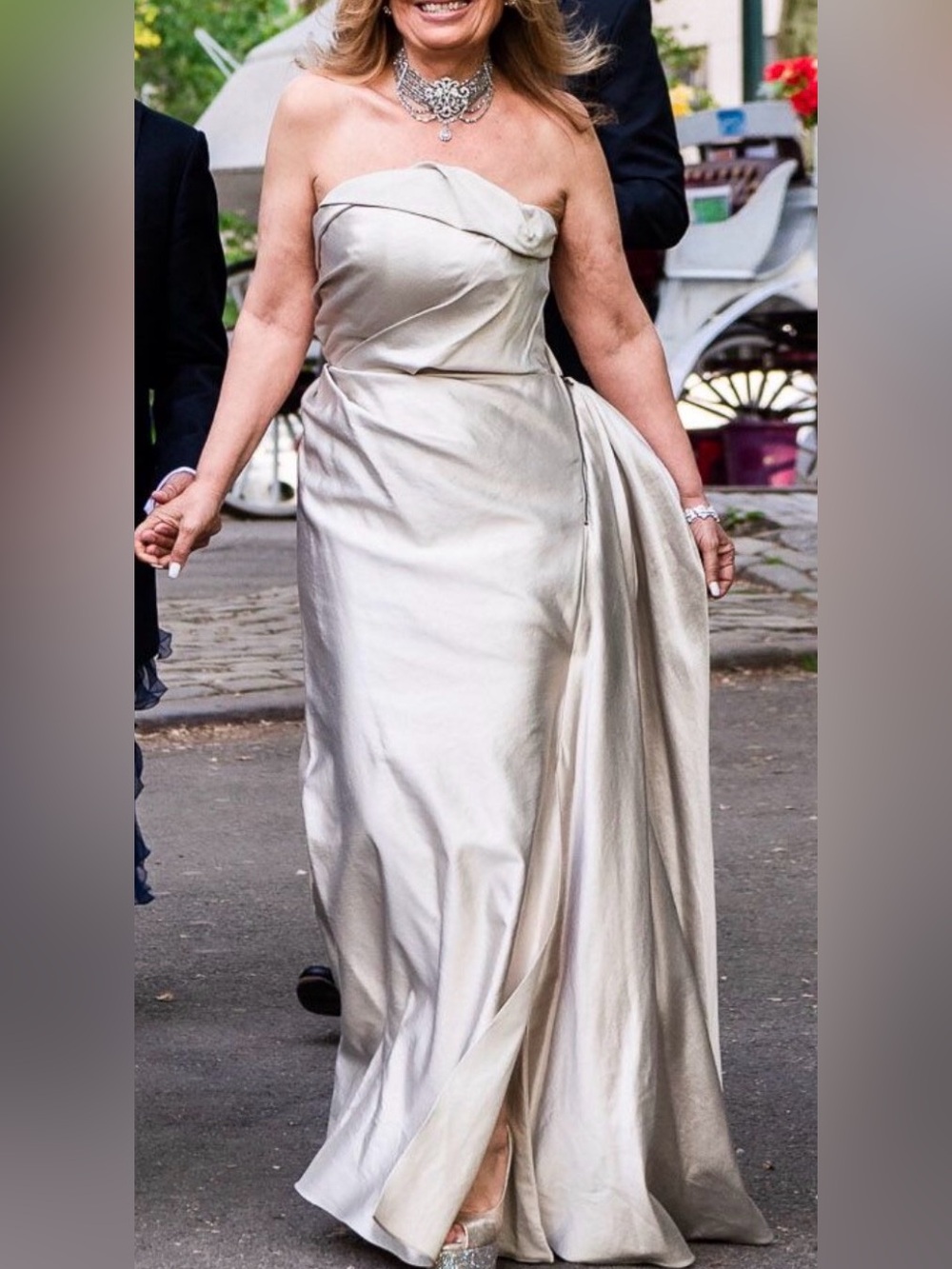 Lanvin Strapless Satin Gown in Champagne Gold